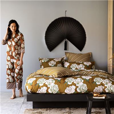 Linge de lit motif fleurs japonaises - BECQUET CRÉATION