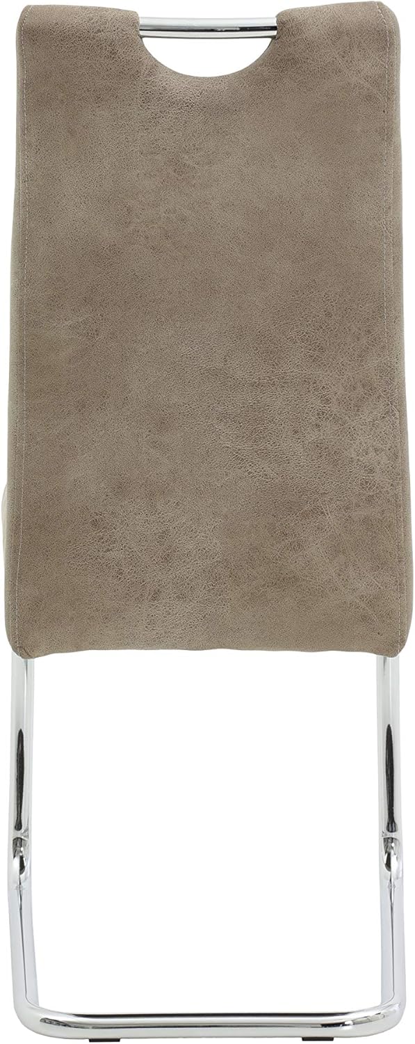 Hela Tische 4er Set Schwingstuhl, Küchenstuhl Flora II, Microfaser Vintage Beige, Rundrohrgestell verchromt, Lehne mit Griff