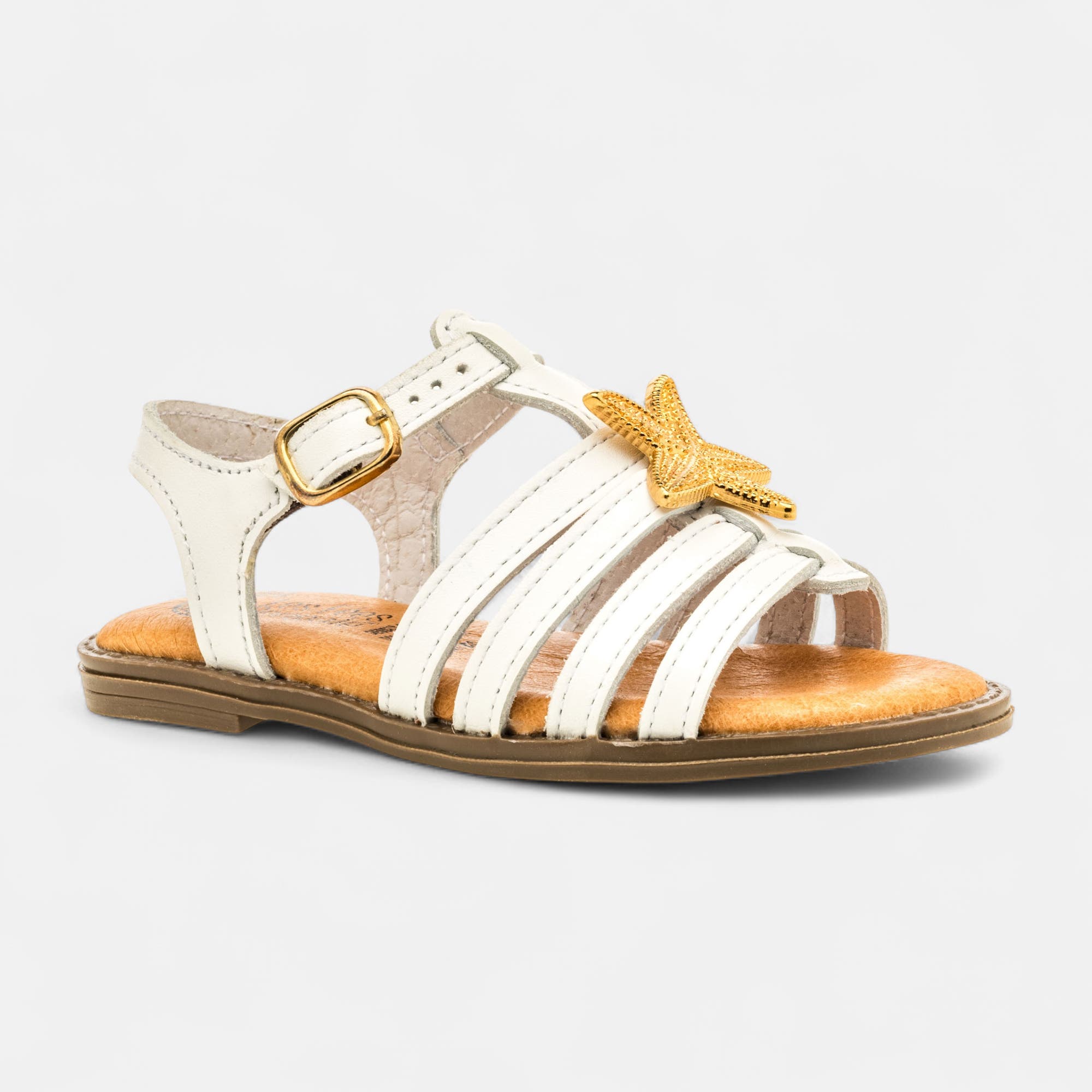 Nu-pieds Fille en cuir blanc