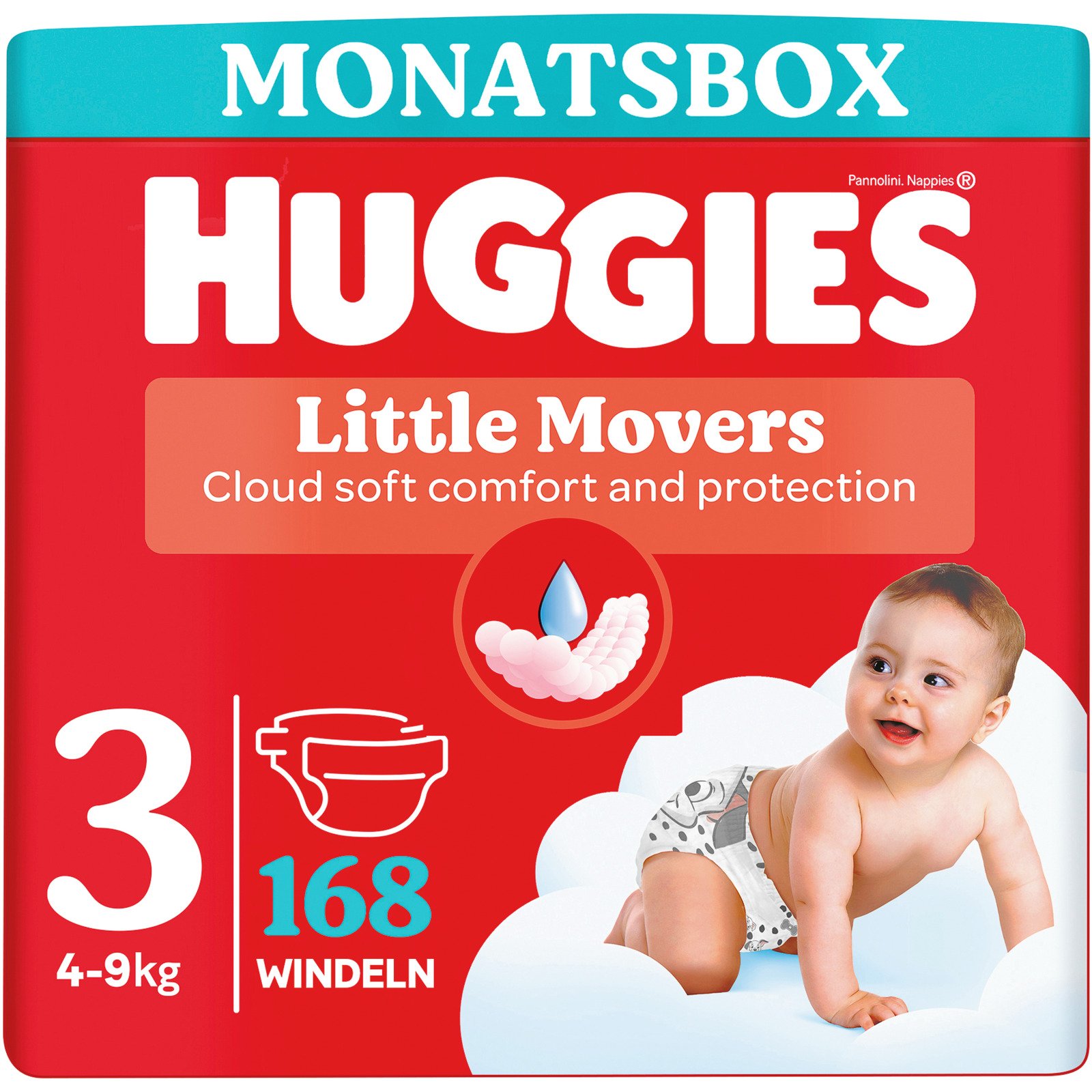 Huggies Little Movers Grösse 3, 4-9 kg, Monatsbox