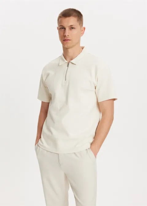 Polo met rits off-white (ECRU)