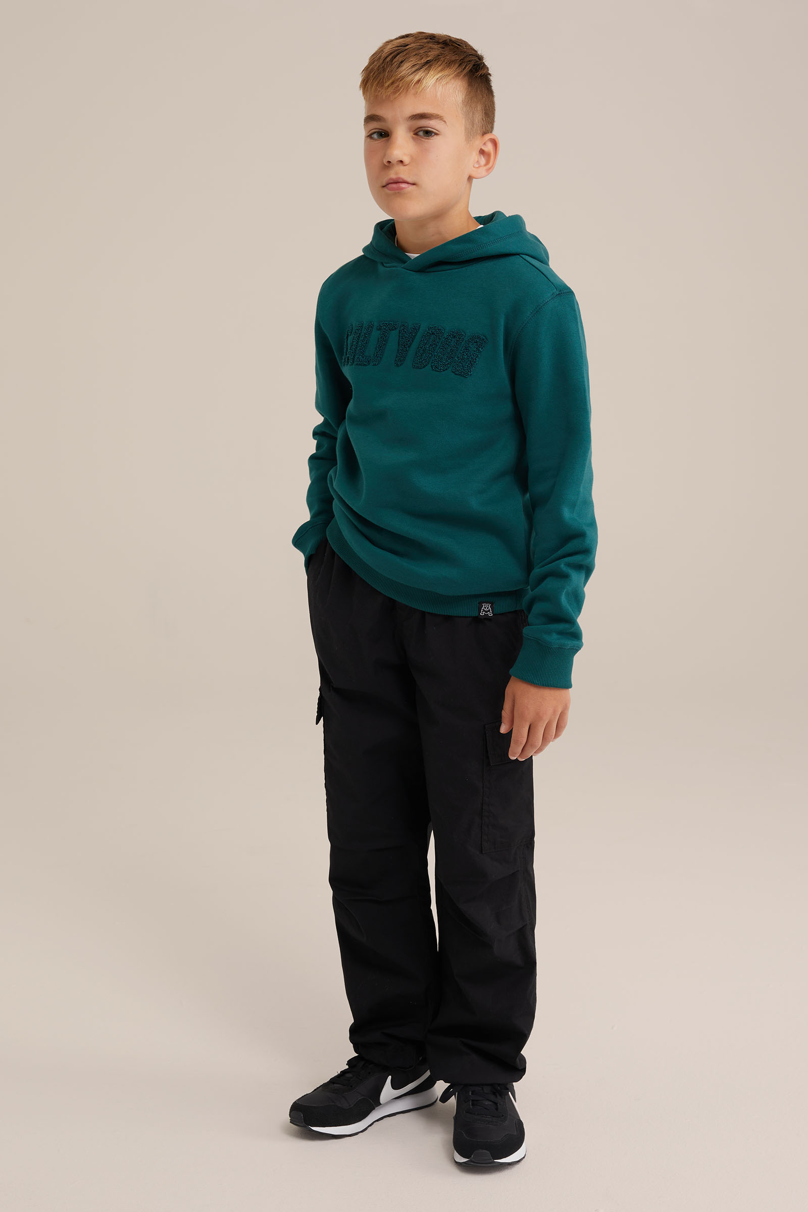 Jongens hoodie met embroidery Salty Dog Petrol