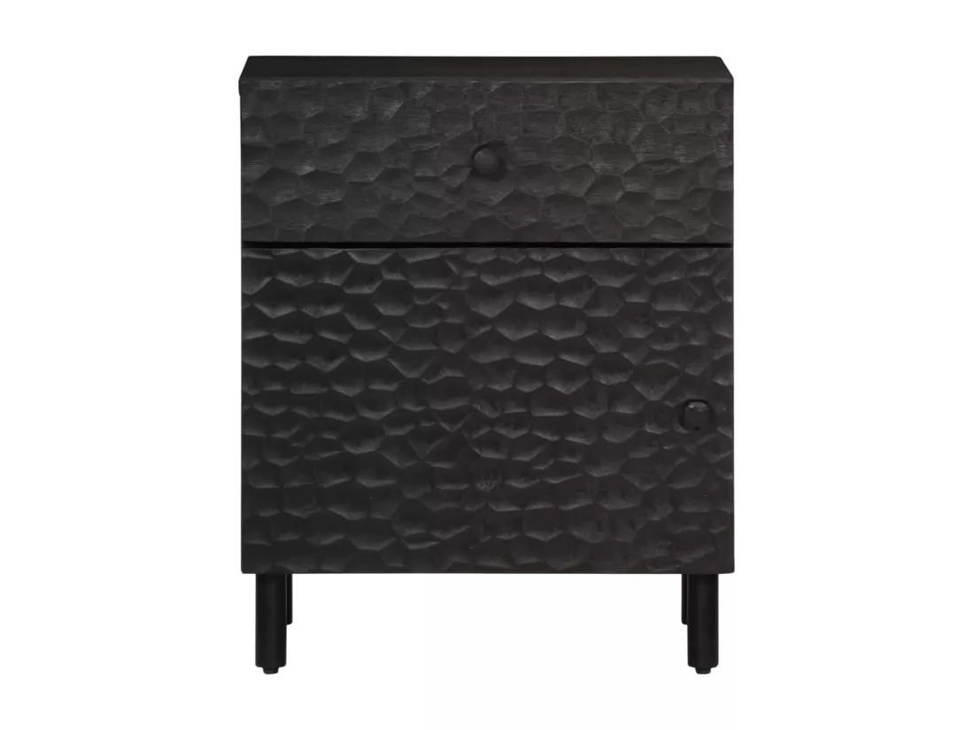Prolenta Premium - Table de chevet noir 50x33x60 cm bois de manguier massif