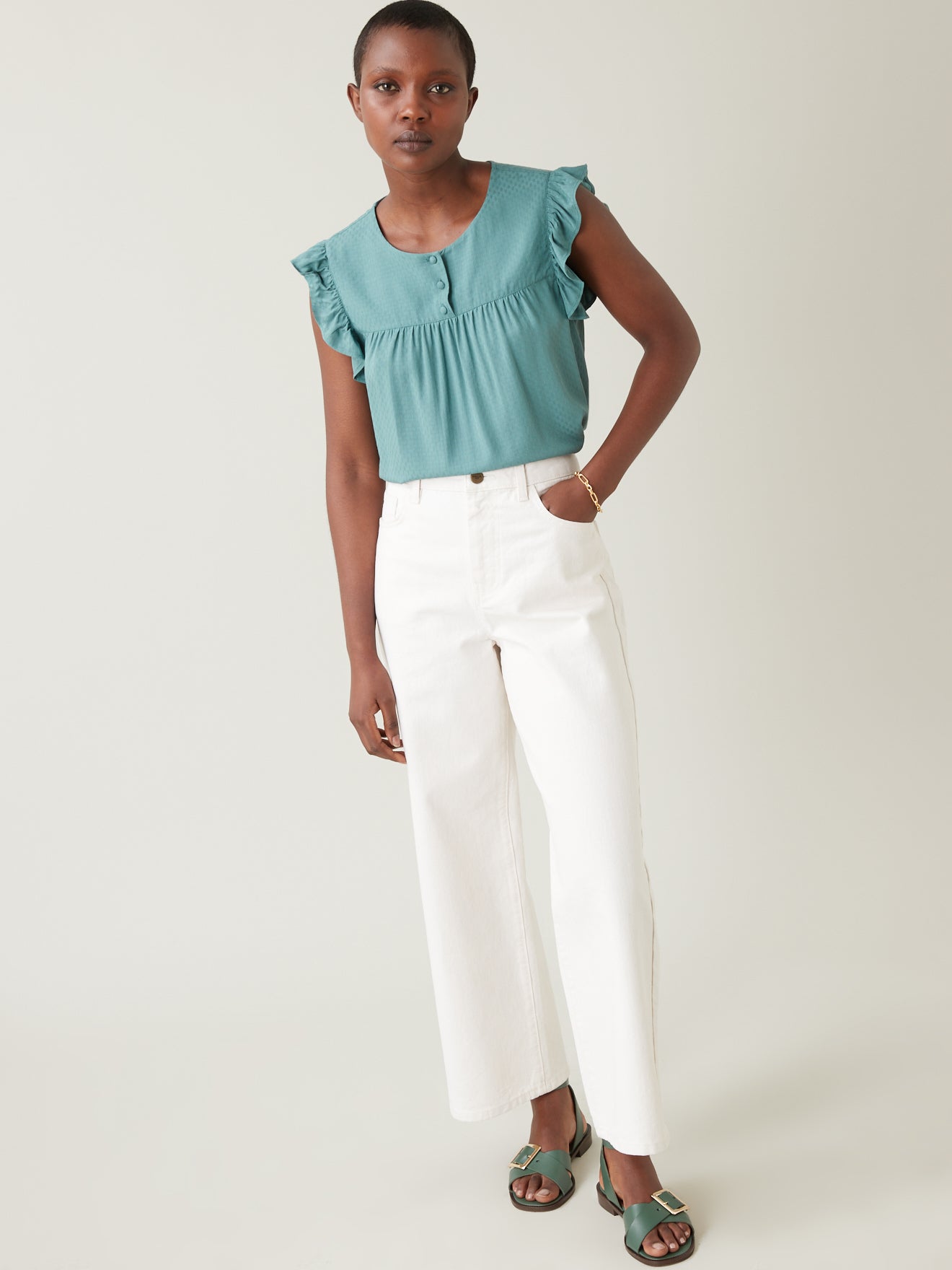 Top sans manches femme en viscose dobby