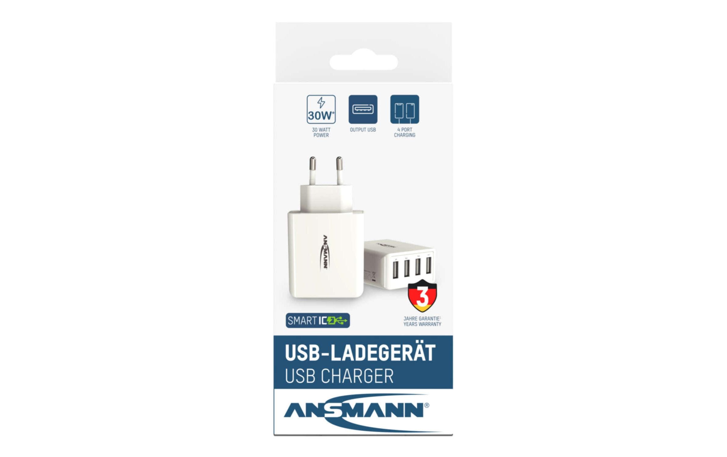USB-Wandladegerät Home Charger HC430, 4x USB, 30 W, WeissLeistungsstarker Indoor USB-Ladeadapter