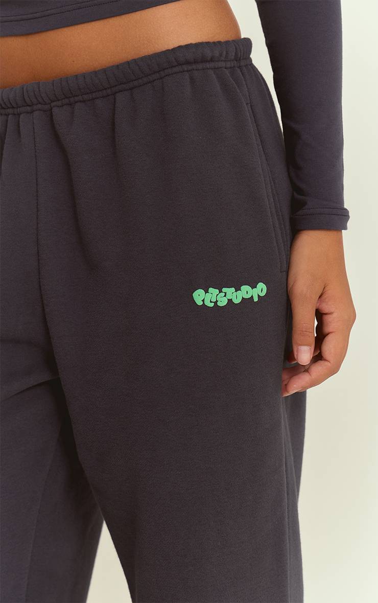 Bleu Marine Joggers Larges PLT Studio Avec Impression Bouffante