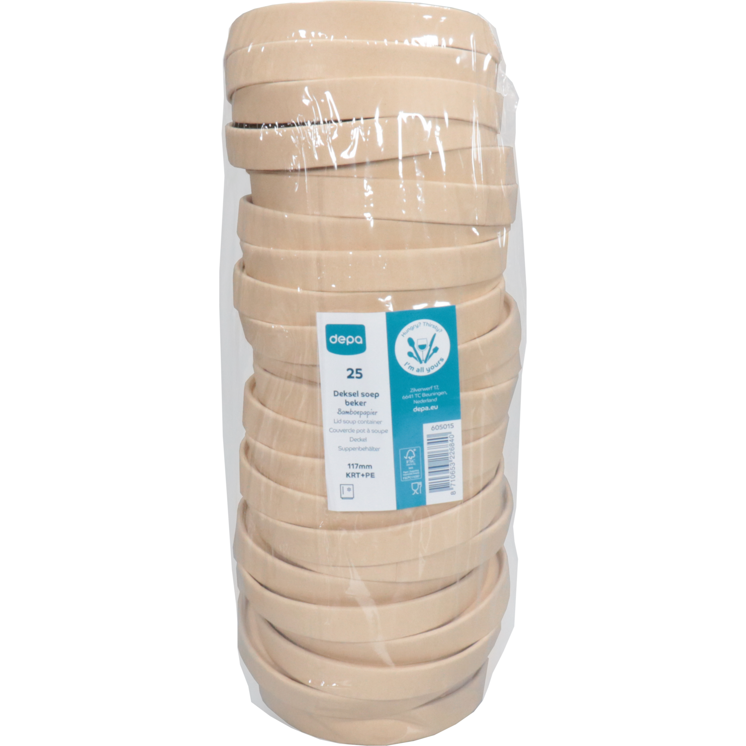 Depa Deksel, soepbeker, Karton + PE, rond, Ø117mm, naturel