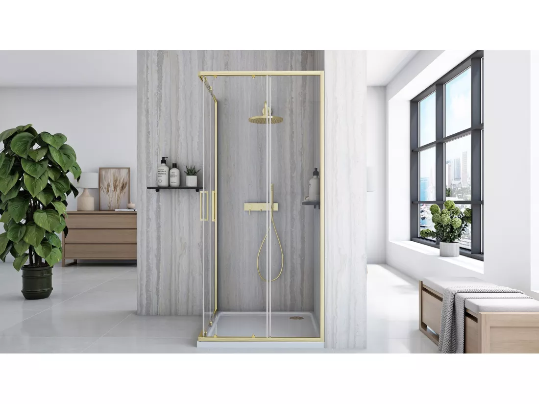 Cabine De Douche Rea City 90X90 Brush Gold