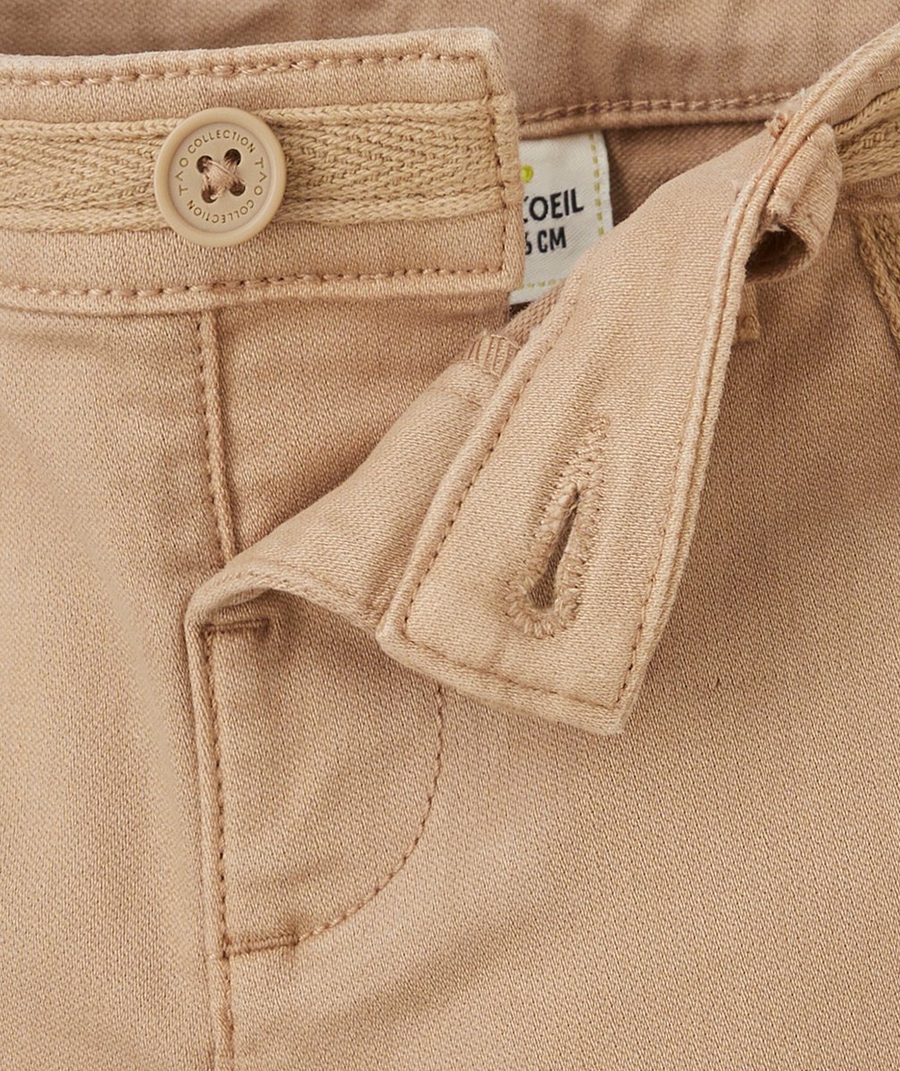 LE BERMUDA DROIT CAMEL EN COTON