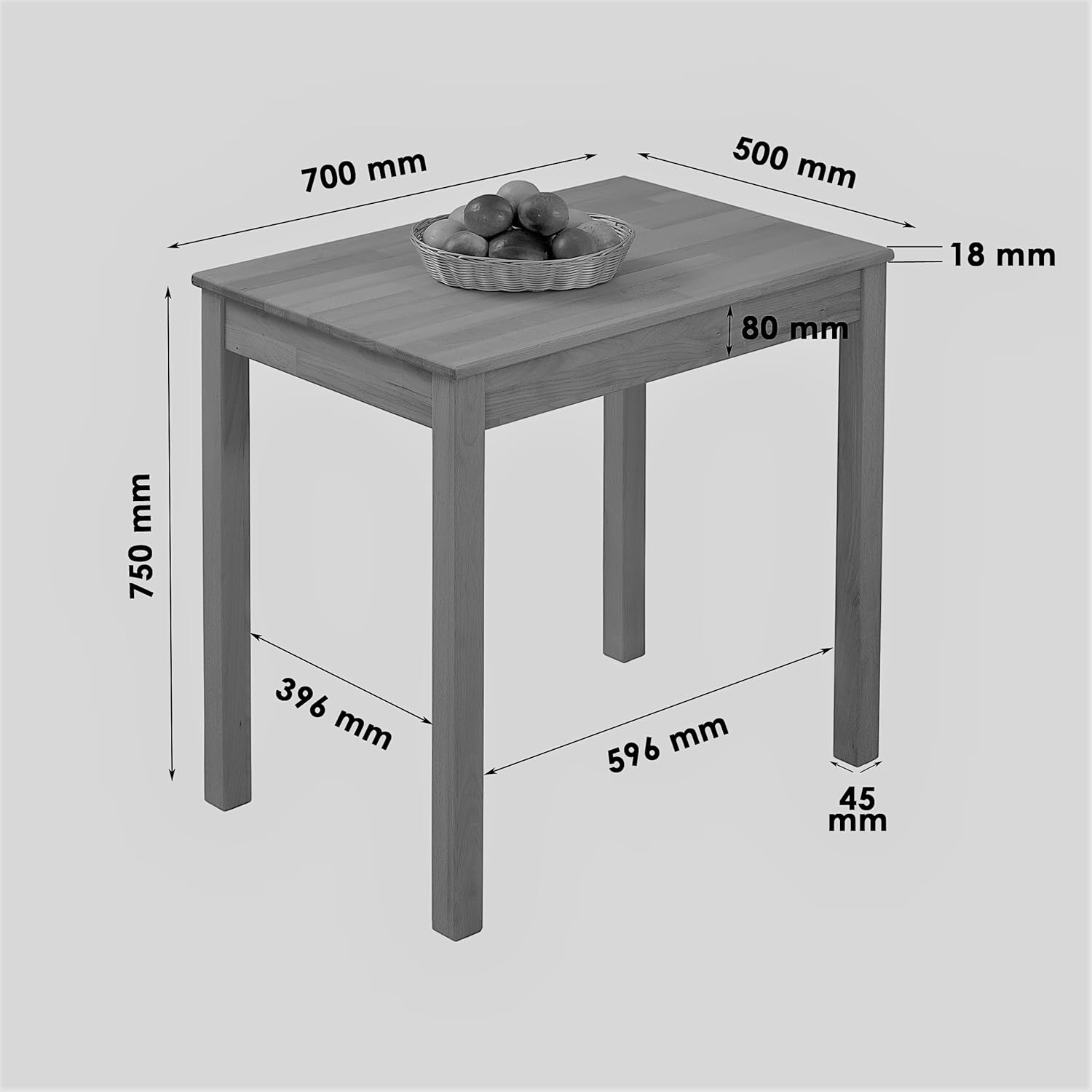 Krok Wood Esstisch Tomas aus Massivholz (Eiche, 70 x 50 x 75 cm)