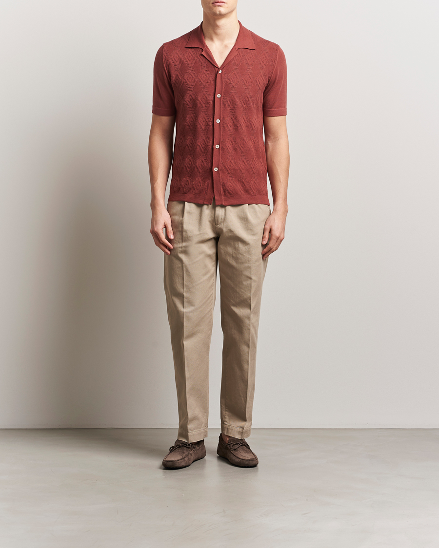 Altea Jacquard Knit Camp Shirt Burgundy