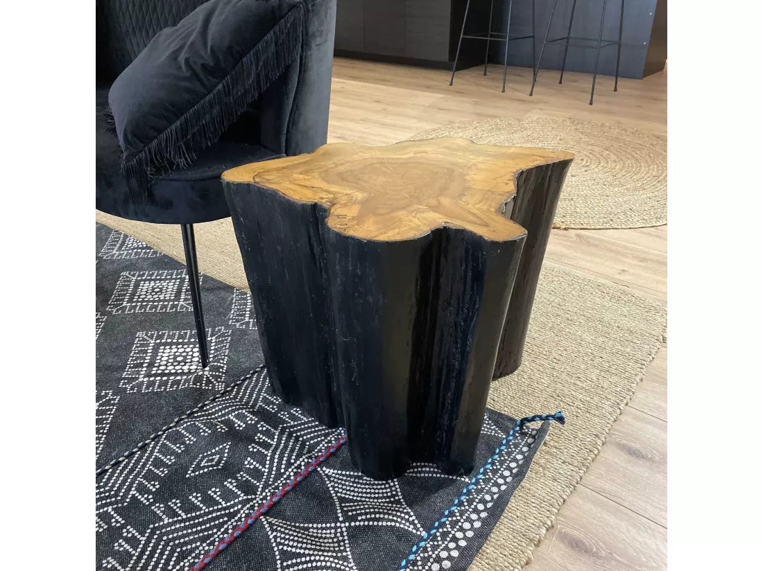 Now's Home - Meuble D'appoint En Bois Brule A La Finition Naturelle O40xht47 Kuro