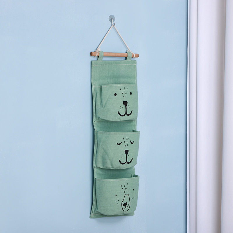 (22x60cm) Spielzeug Wand Organizer Kinderzimmer Stofftier Fächer - Grün