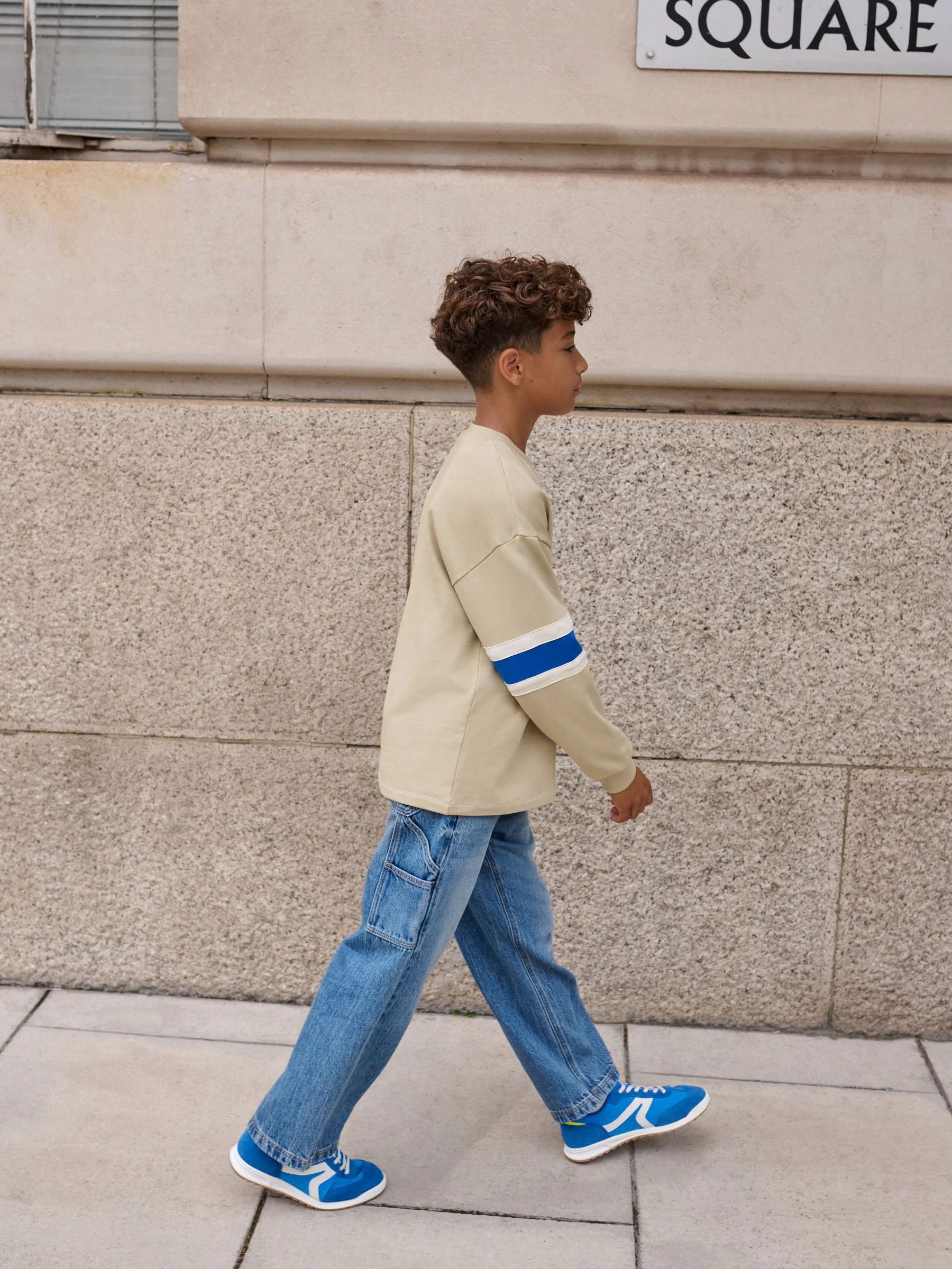 Pastelgeel - Relaxed Fit Heavyweight Long Sleeve Colourblock T-Shirt (3-16yrs)