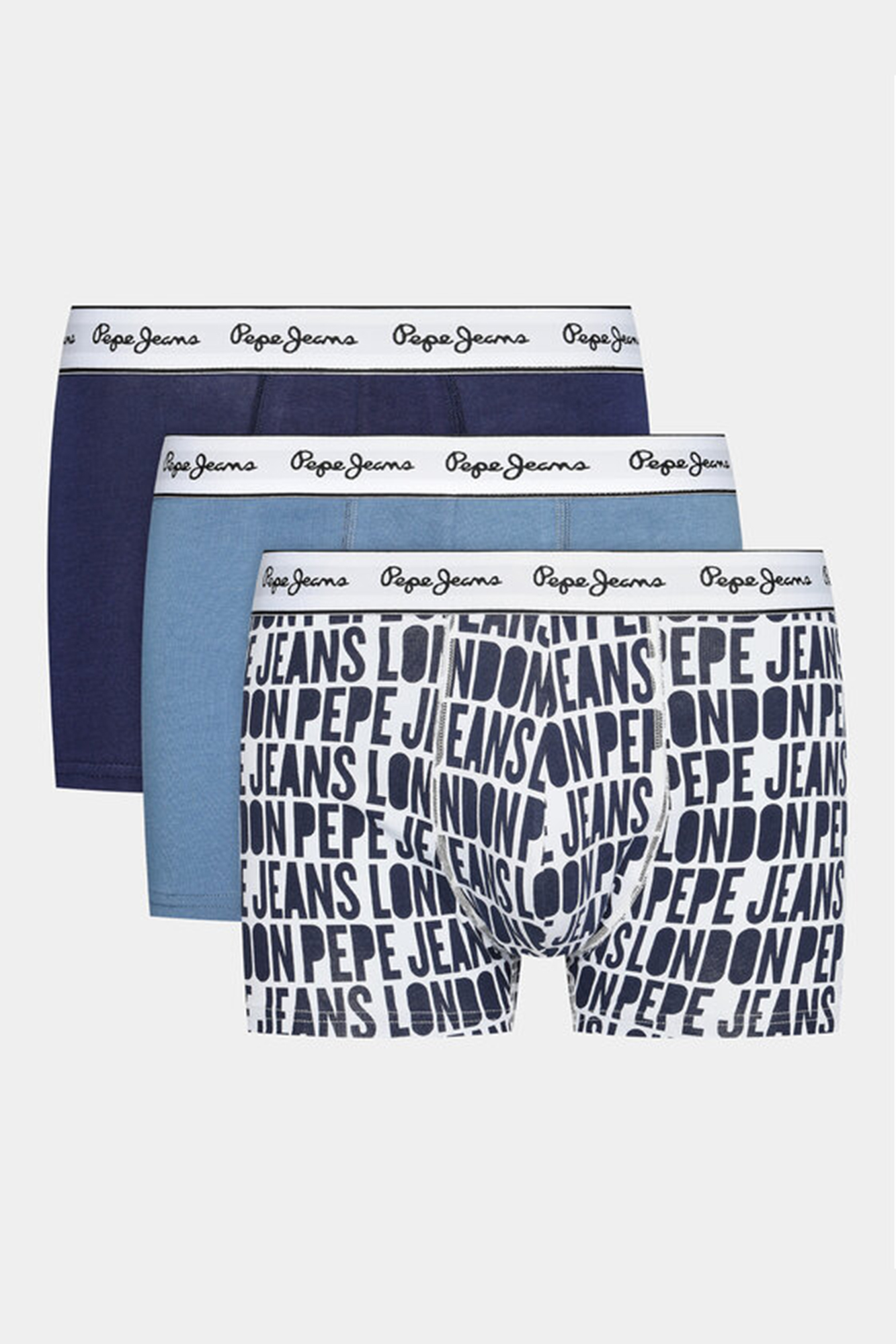 Pacote com 3 cuecas boxer com estampa de logotipo.