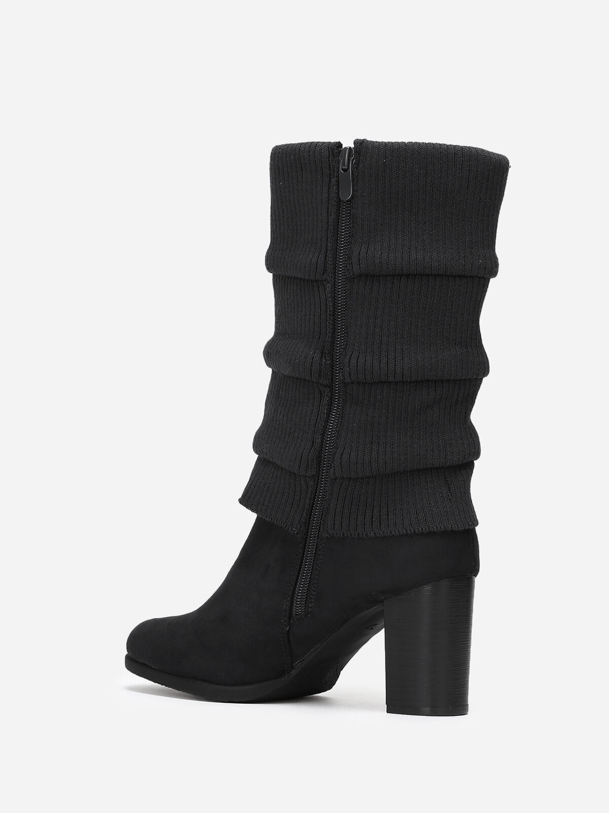 Bottes effet chaussettes plissées- Noir