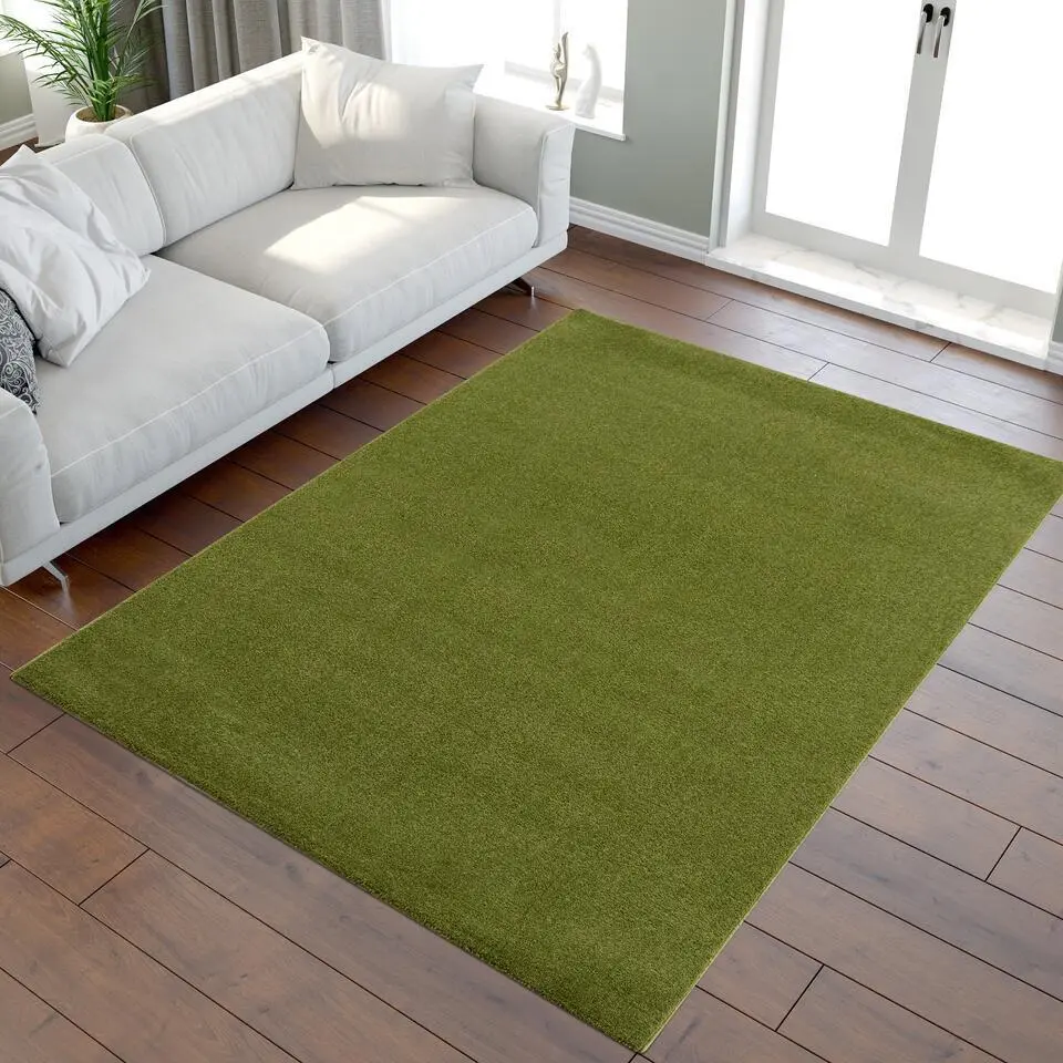 Uni Effen Laagpolig Vloerkleed Modern Groen - 160x230 CM