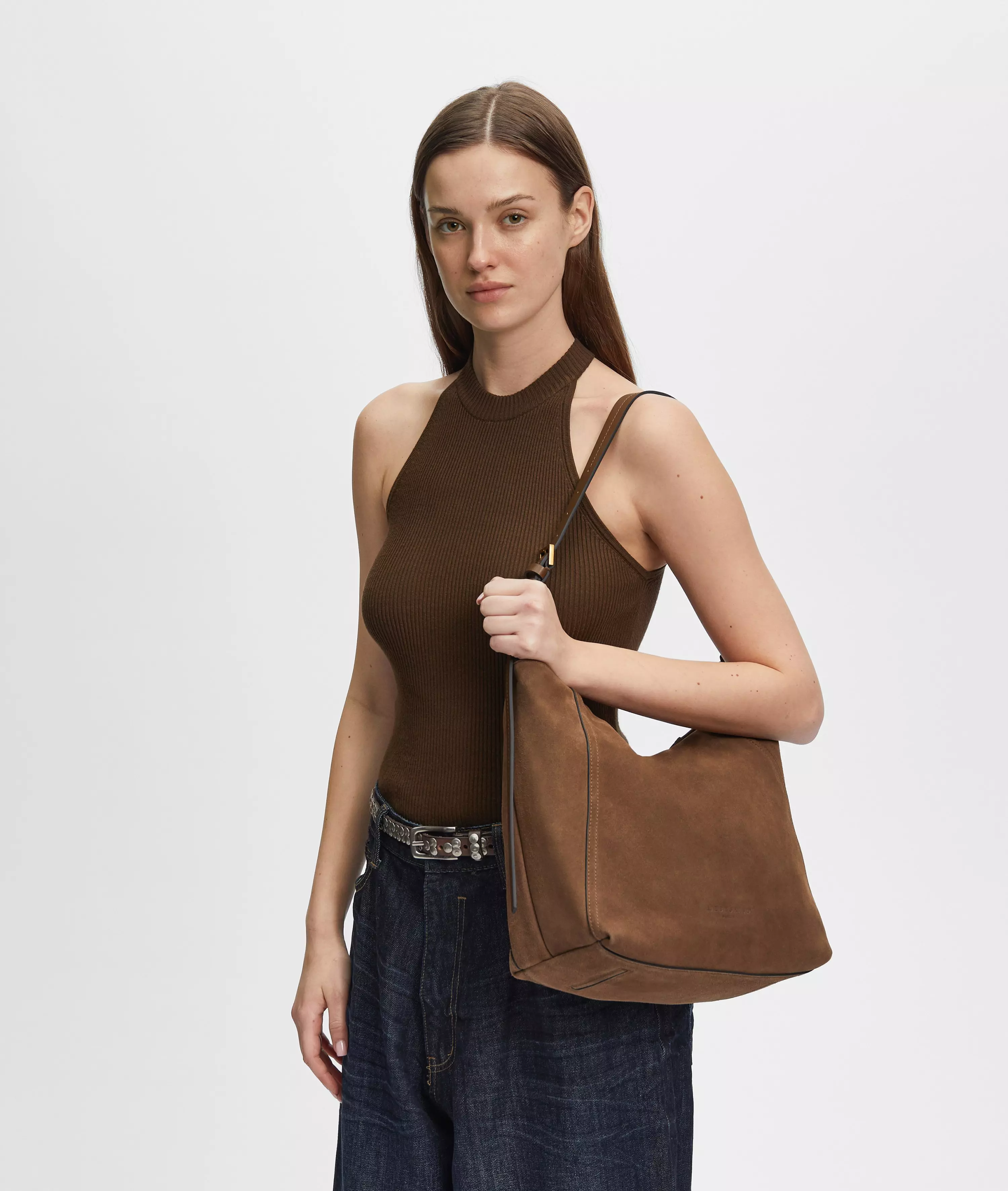 Chudy Hobo M Spacious suede hobo bag