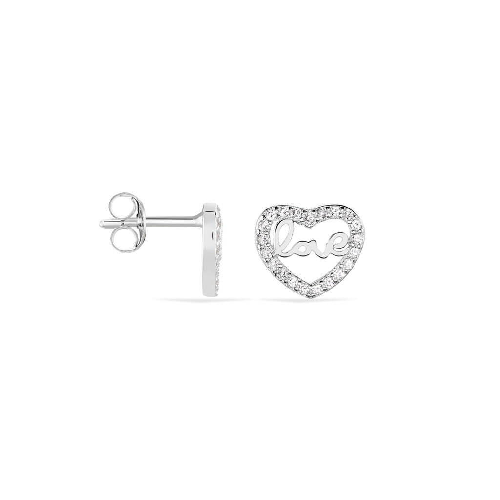 Boucles D'oreilles Puces Delicata Argent Blanc Oxyde De Zirconium