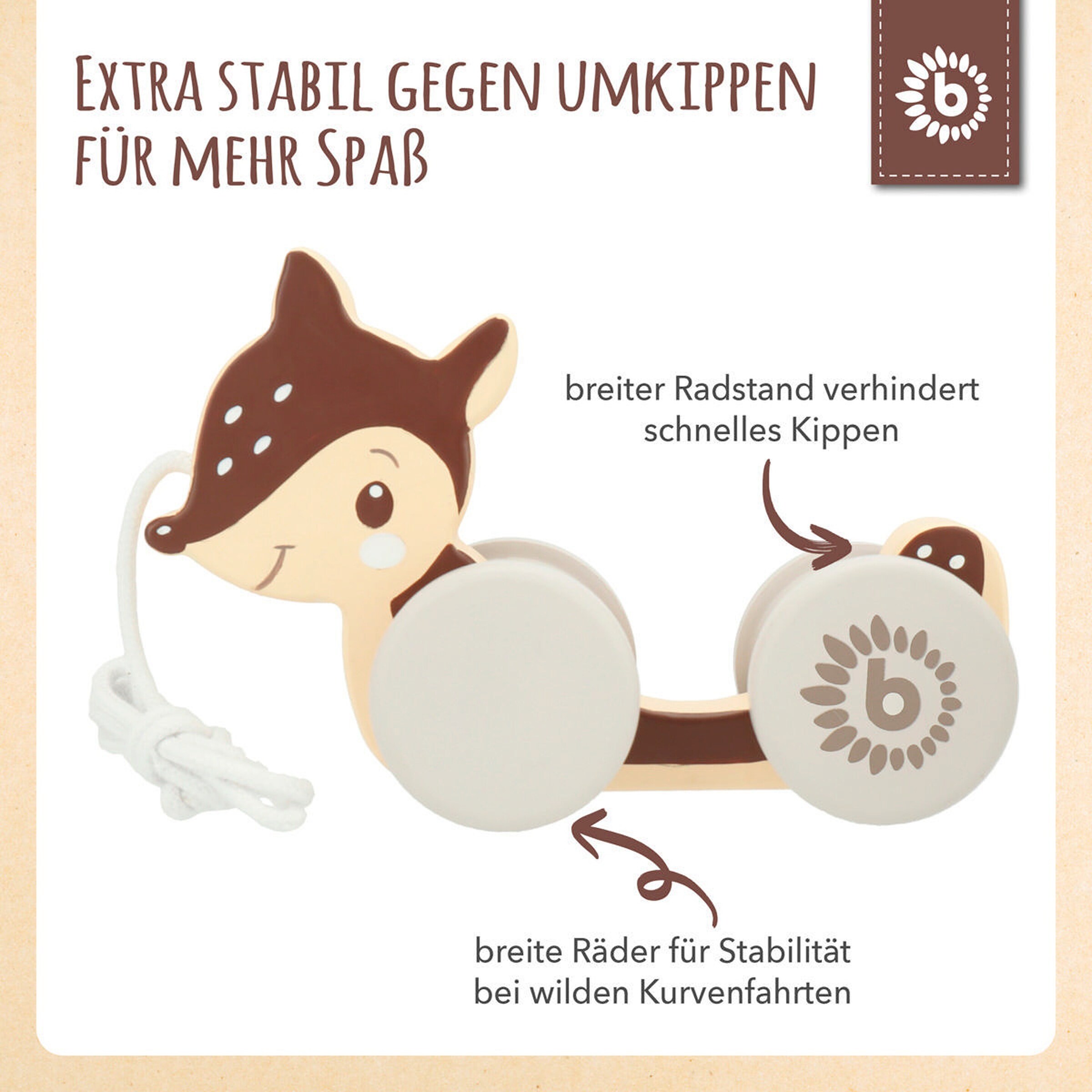 Bieco Nachziehspielzeug Holz Reh - ab 12 Monate Braun