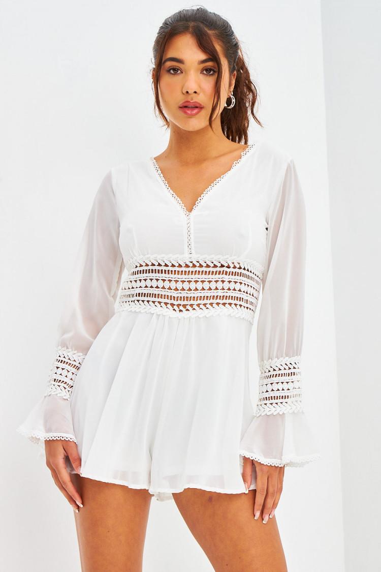 Combishort blanche ajourée