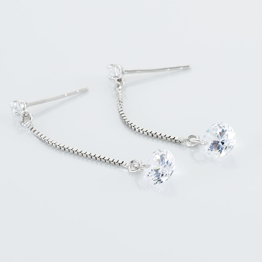 Boucles D'oreilles Pendantes Regane Or Blanc Oxyde De Zirconium