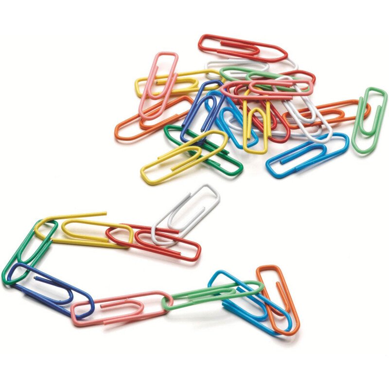 Trombones 27 mm couleurs assorties - Boîte de 100