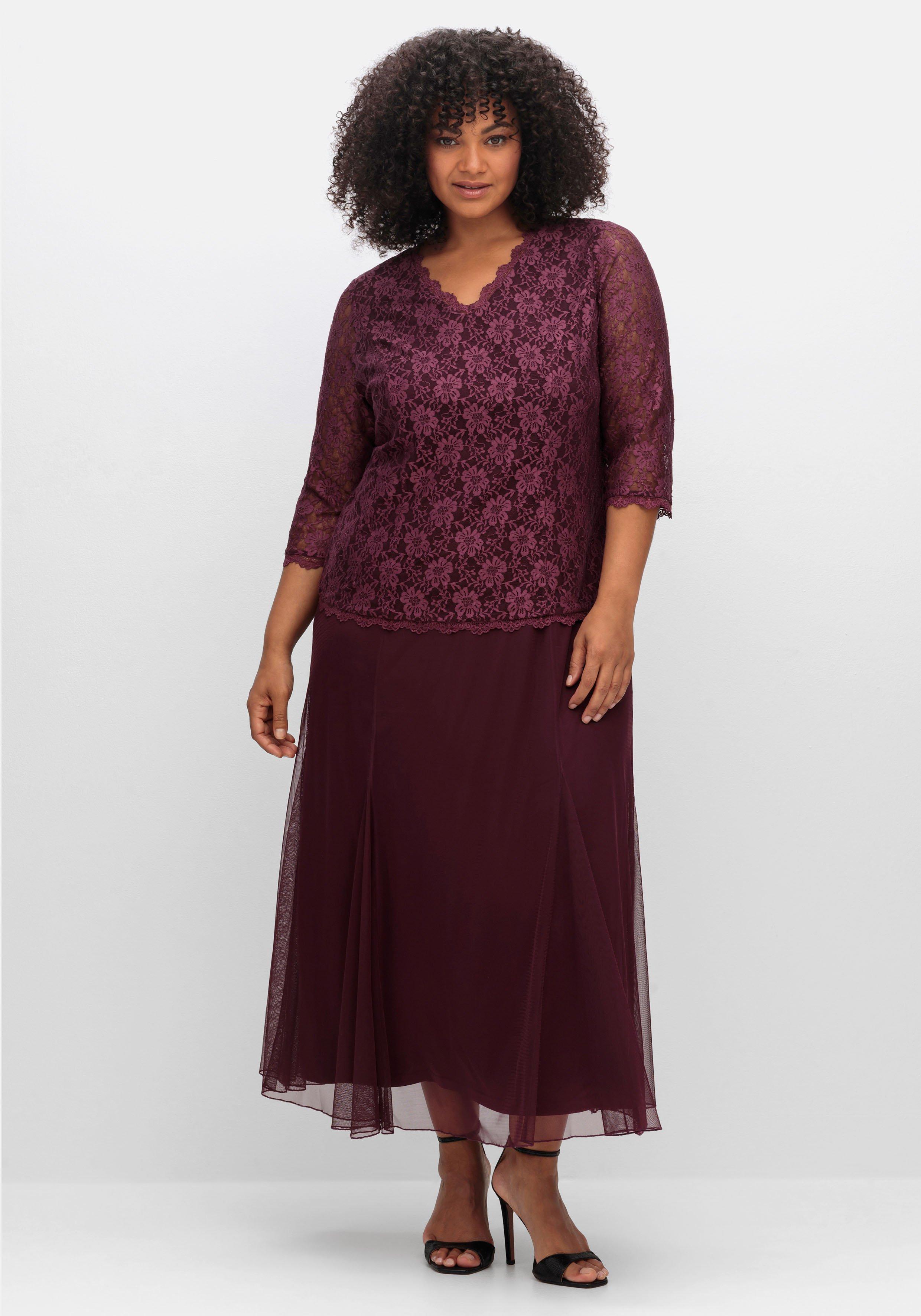 Abendkleid mit Spitzenoberteil und Chiffonrock