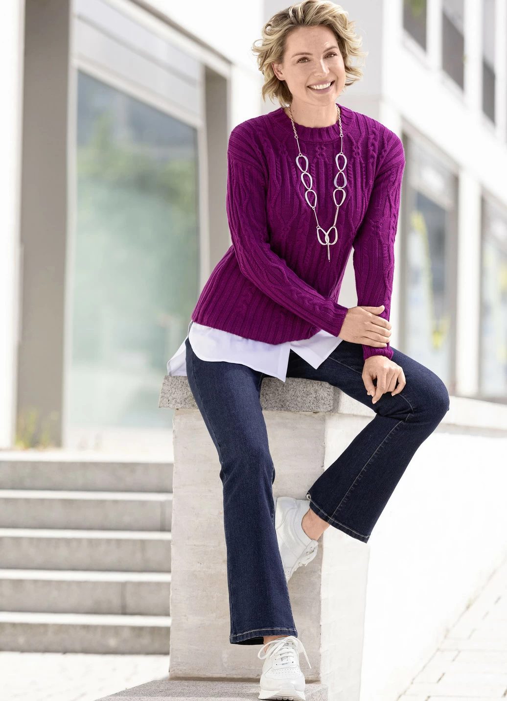 Pullover in Strukturmix