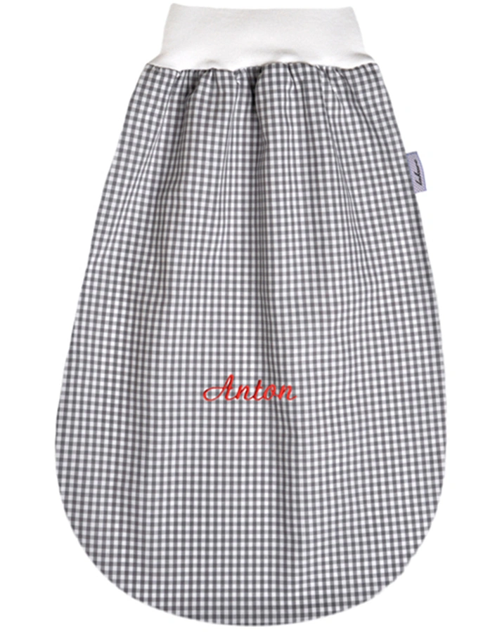 Personalisierter Strampelsack grau (Farbe: wollweiss)