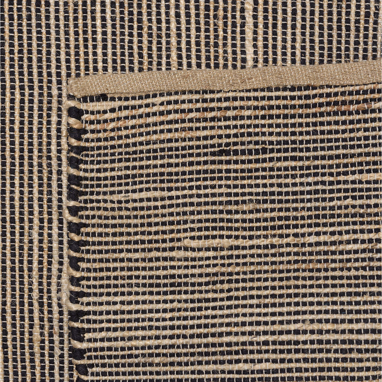 Macabane Tapis en Jute & Coton Quentin sable/noir - 230x160 cm