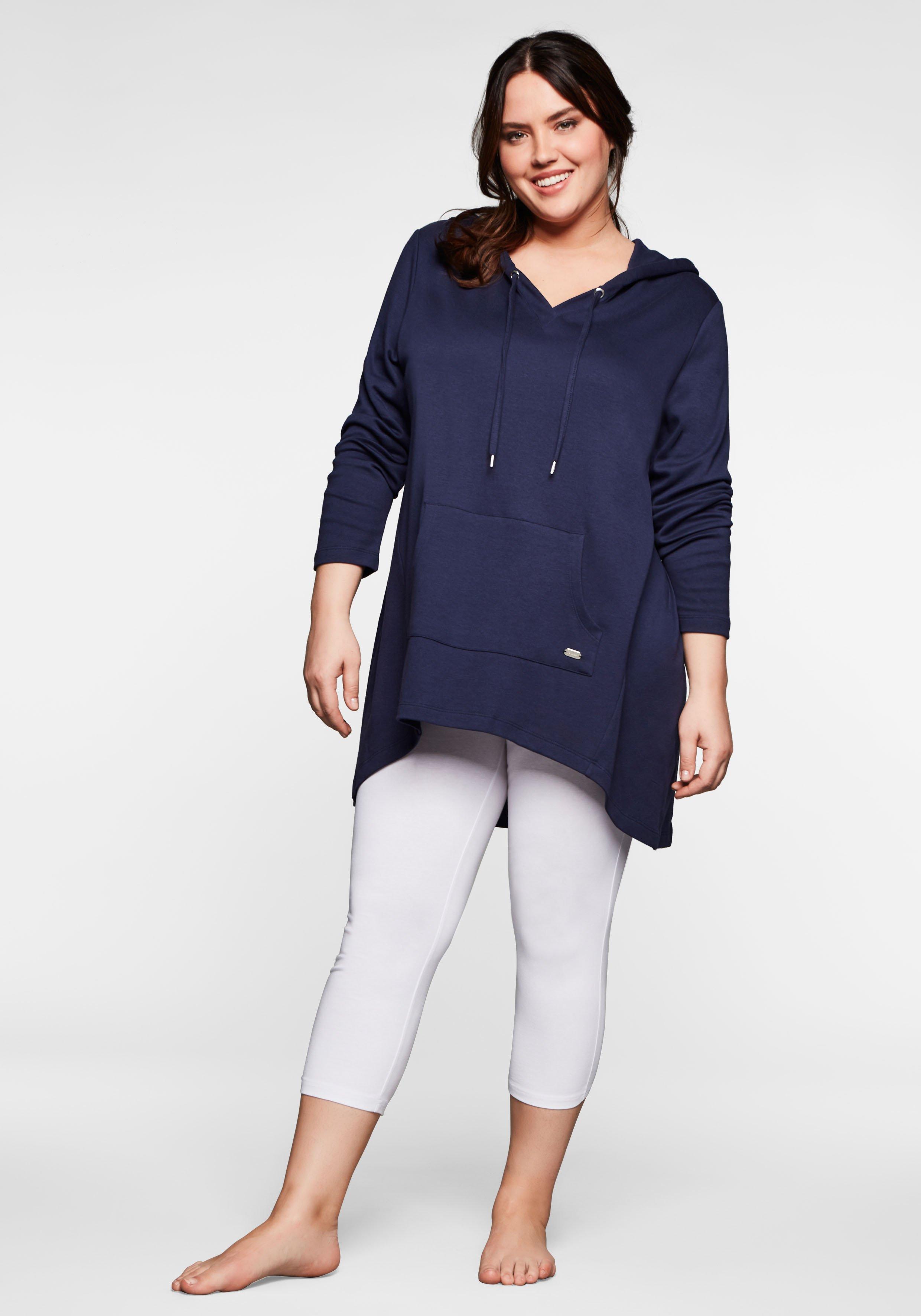 Longshirt mit Kängurutasche, im Vokuhila-Schnitt