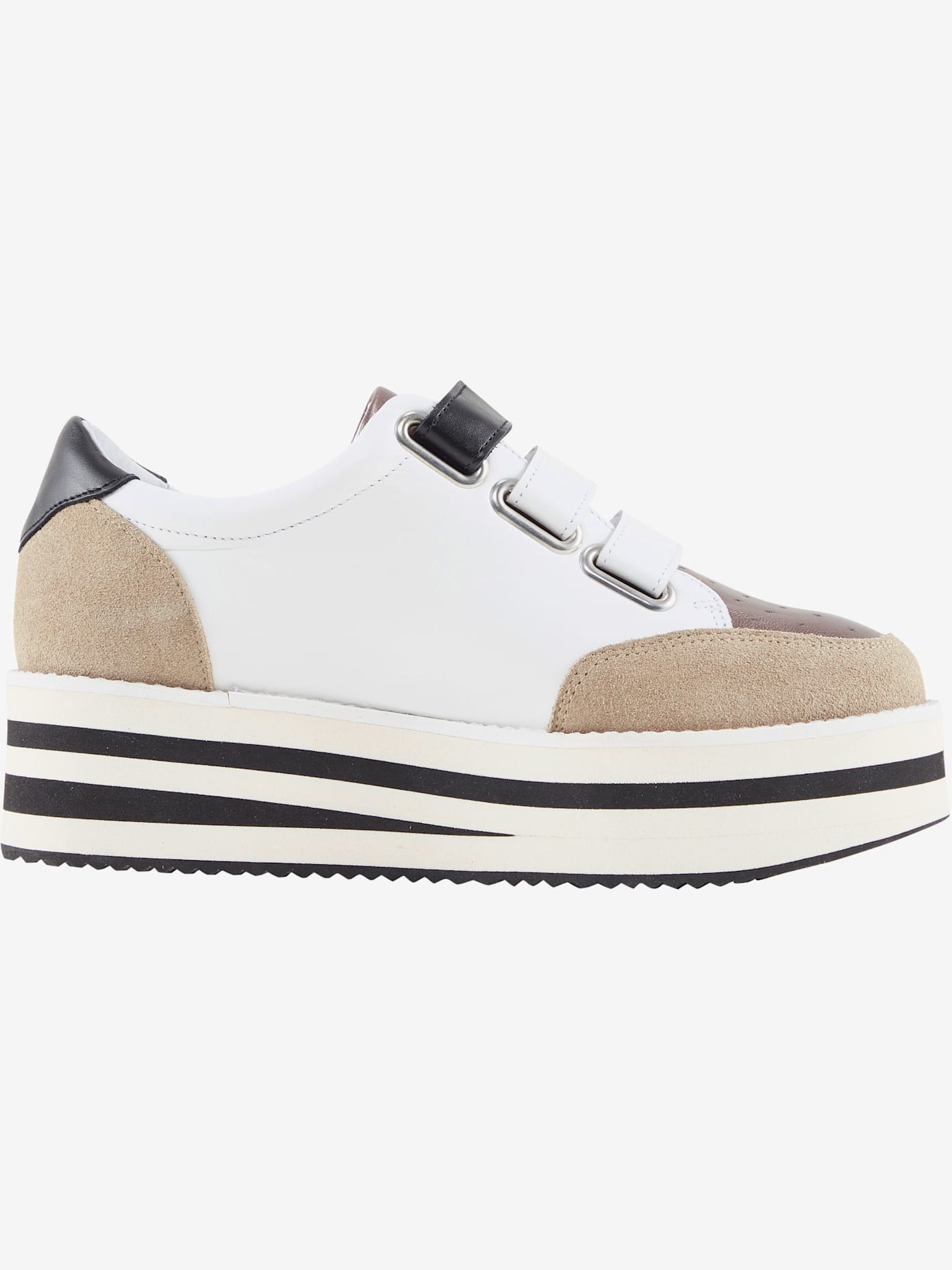 Baskets cuir nappa vachette et matière synthétique