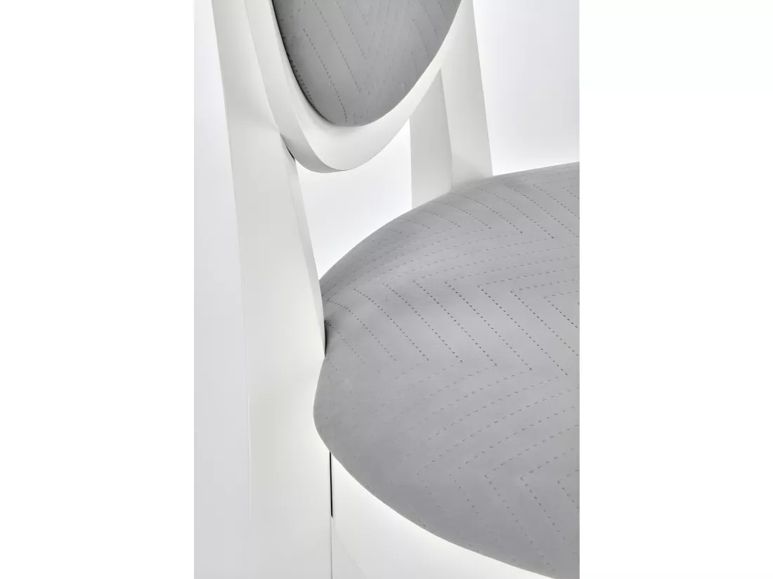 Chaise médaillon blanche et grise en bois Louis