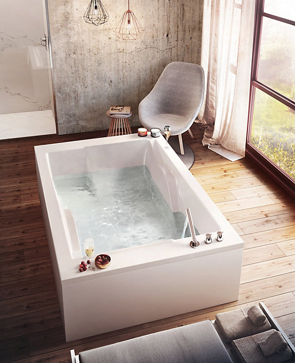 Baignoire double 180x120 cm en acrylique blanc Confidence Allibert