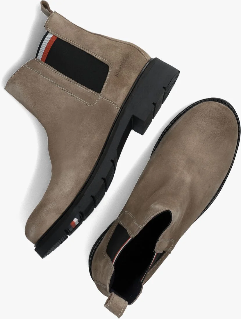 TOMMY HILFIGER taupe tommy hilfiger chelsea boots rwb hilfiger suede chelsea