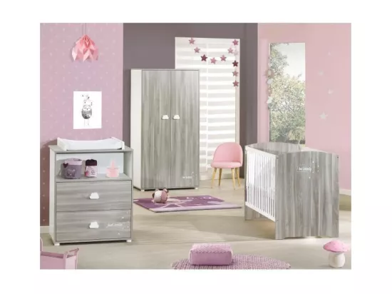BABYPRICE Armoire Chambre Bebe Smile Chene Silex 2 Portes