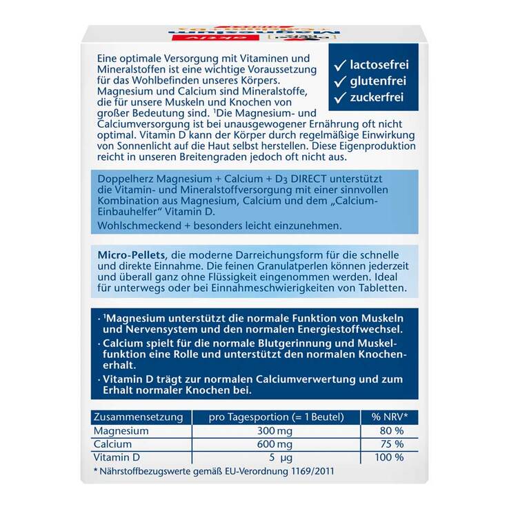 Doppelherz Magnesium+Calcium+D3 Direct Pellets, 20 St