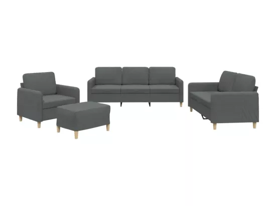 Ensemble de canapés 4 pcs avec coussins Gris foncé Tissu