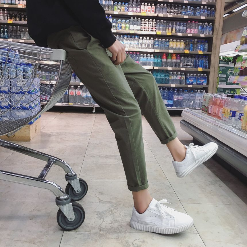 Aozora - Slim-fit broek met trekkoordtaille