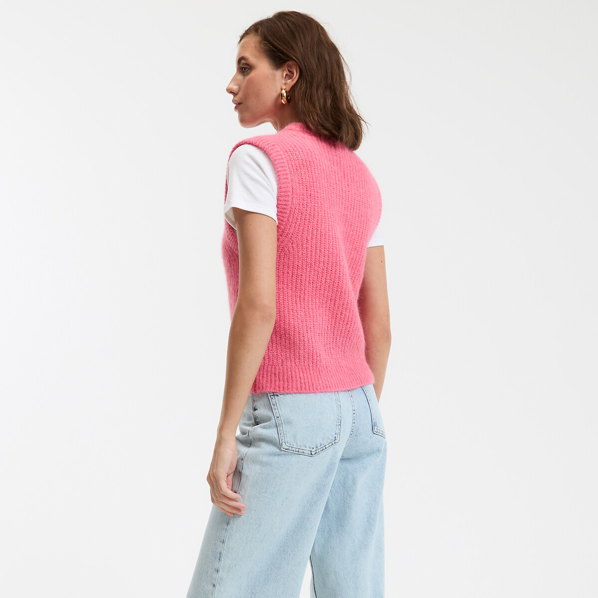 COLEÇÕES LA REDOUTE<br>Suéter sem mangas com gola redonda, em mistura de alpaca