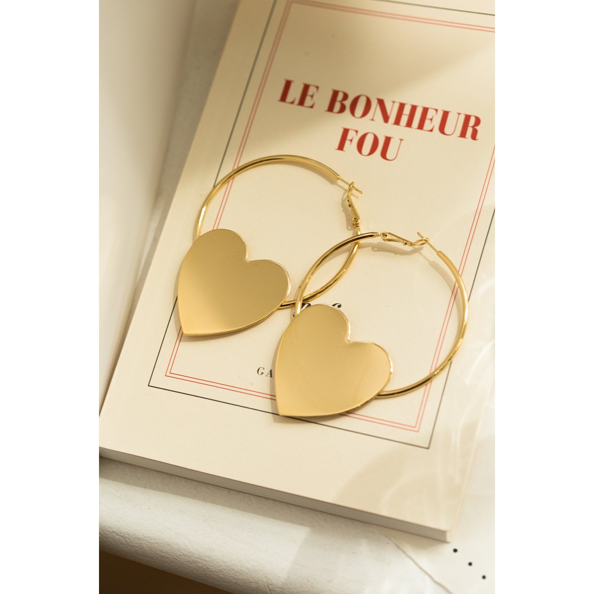 boucles d'oreilles créoles coeurs doré à l'or fin - APHRODITE