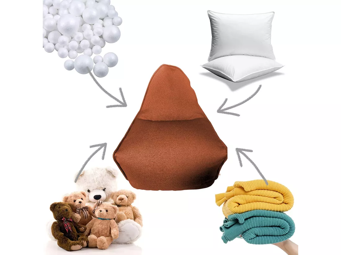 Housse Pouf Sans Remplissage Orange Polyester Zipper 70x80x90