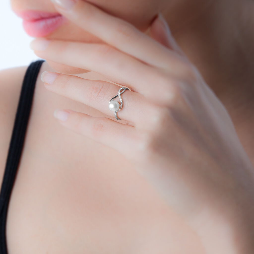 Bague Davy Or Blanc Perle De Culture Et Diamant