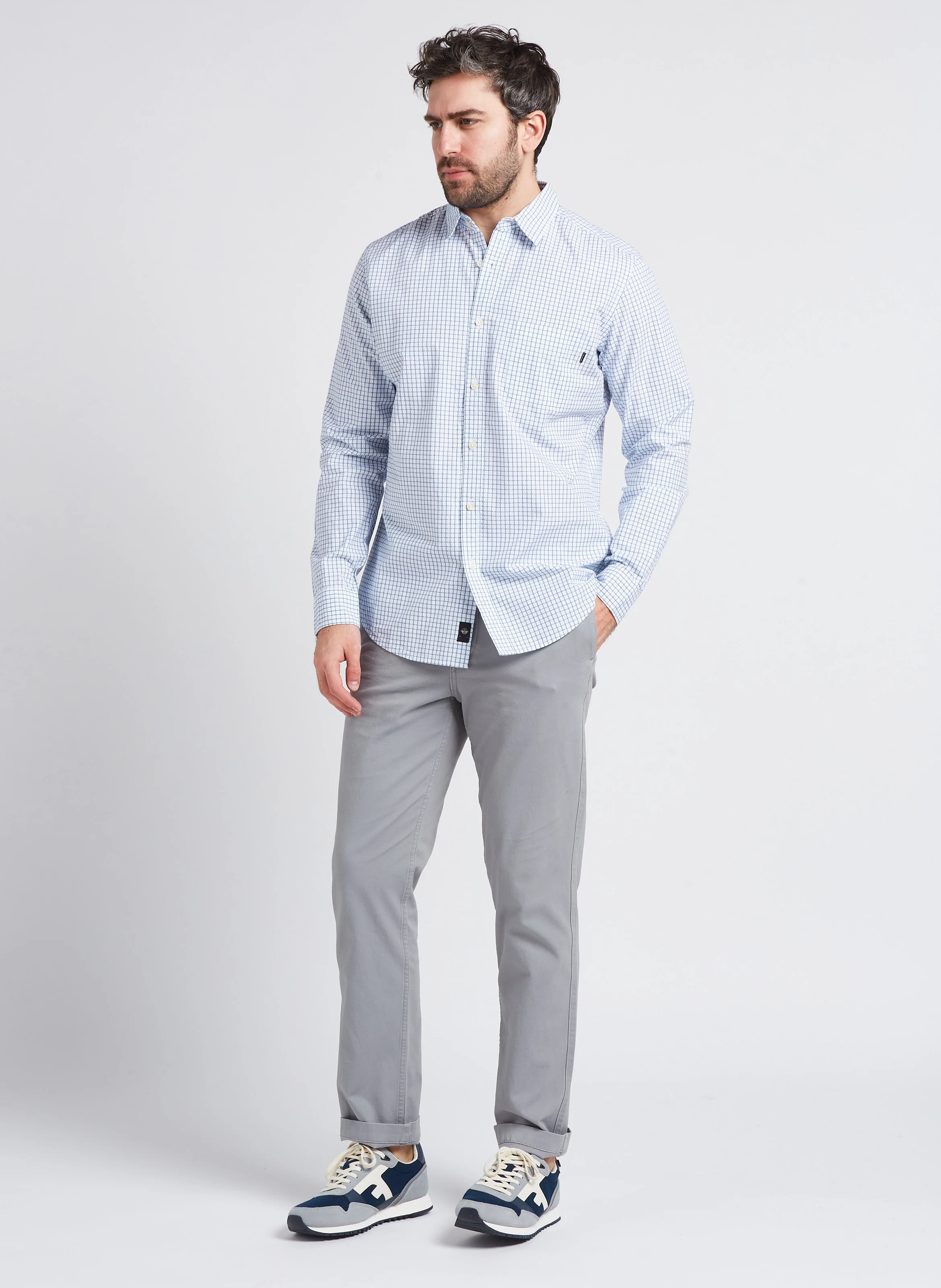 Pantalon slim en coton mélangé | Gris