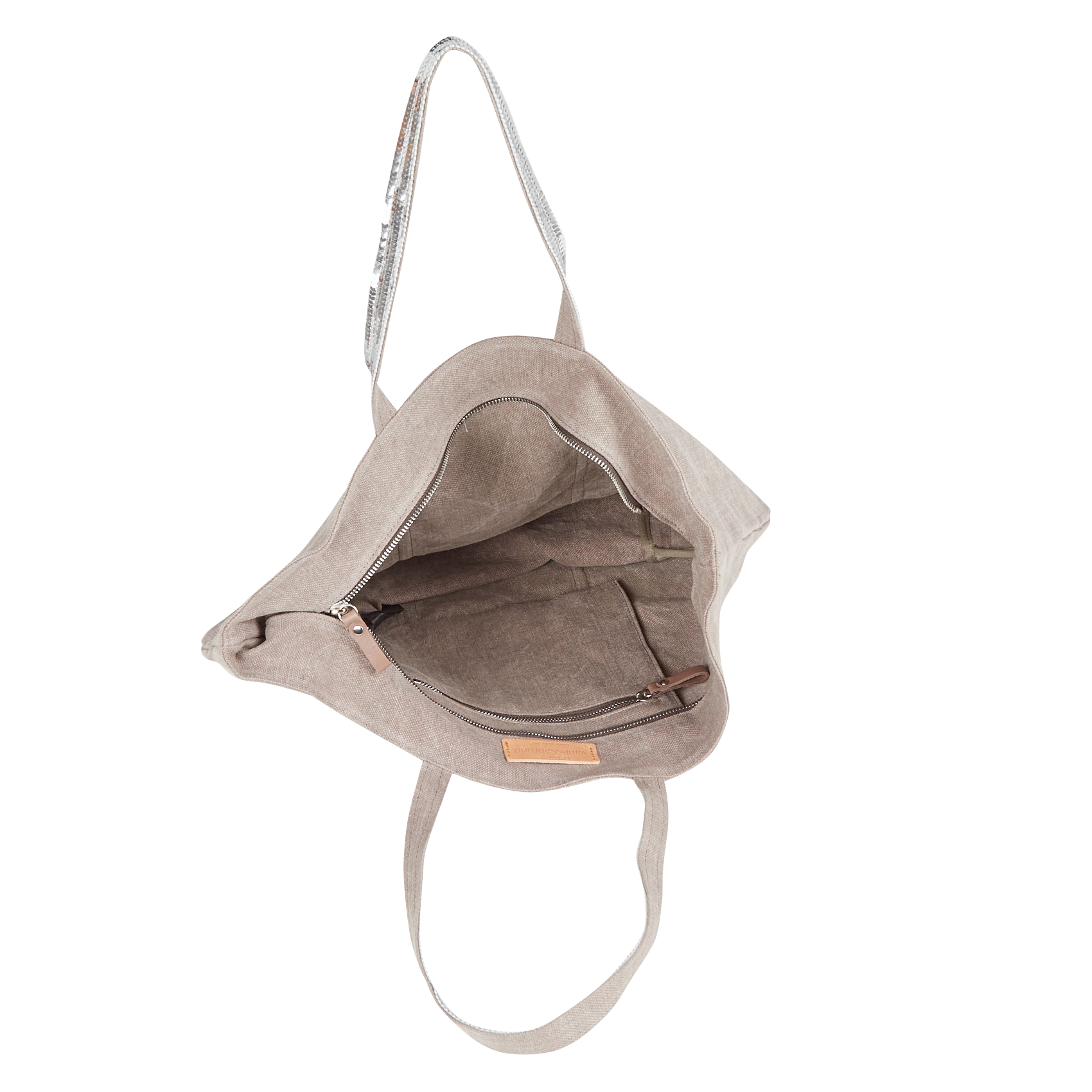 Cabas L brodé avec sequins en lin | Gris