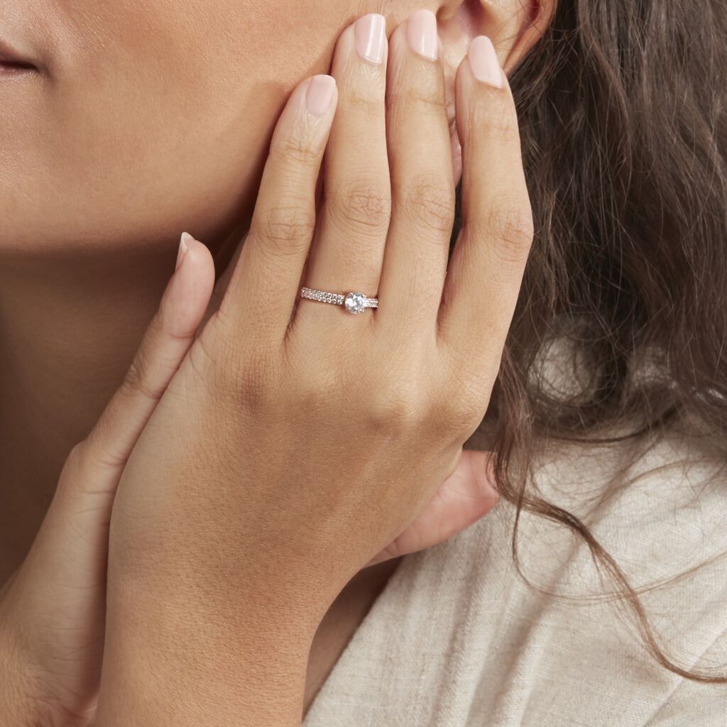 Bague Solitaire Dayna Or Rose Oxyde De Zirconium