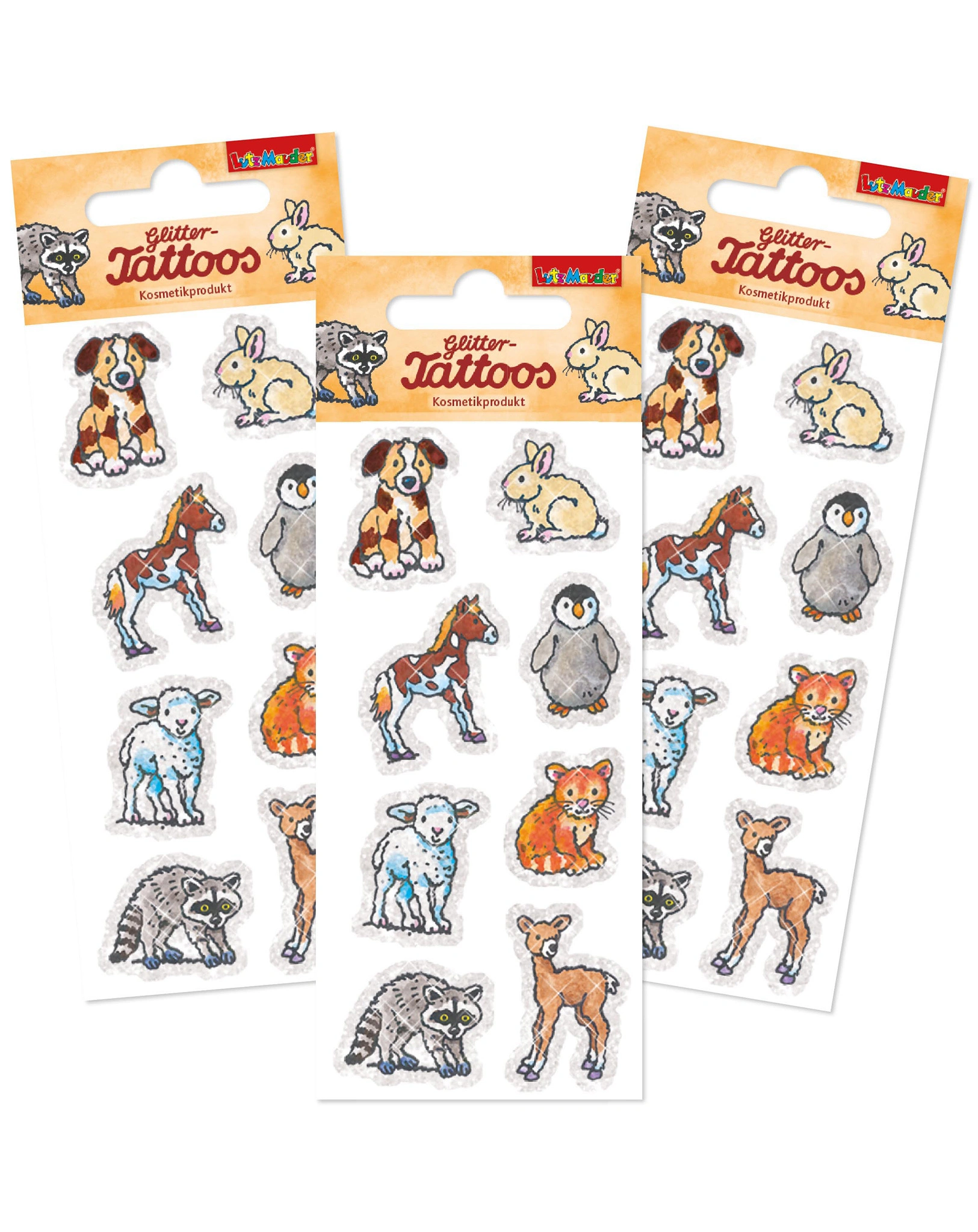 Tattooset TIERBABIES GLITTER 3-teilig
