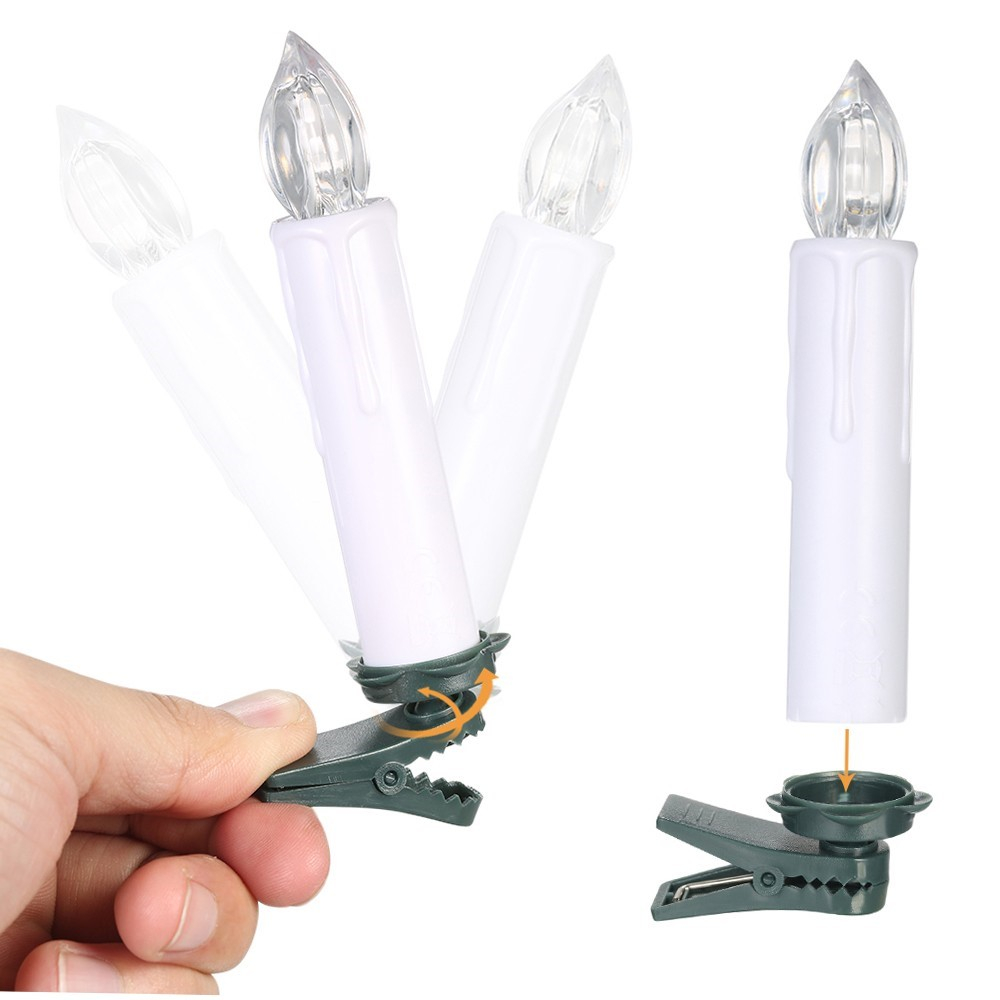 (10er Set) 10cm LED Weihnachtsbaum Kerzen Christbaum Beleuchtung inkl. Fernbedienung (Batteriebetrieben) - Warmweiss