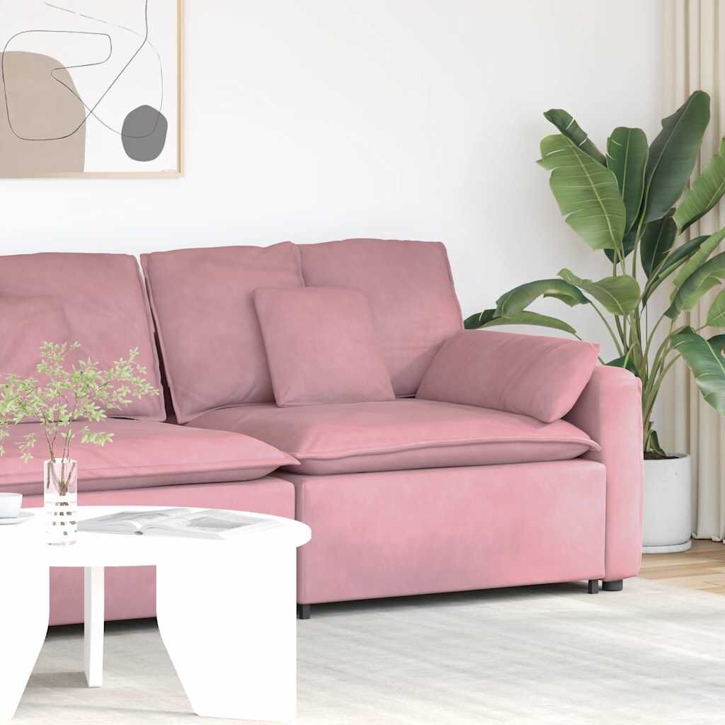 vidaXL Modulaire bank met armleuningen en kussens, roze, 100 cm